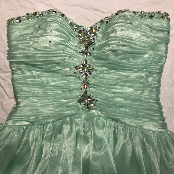 Mint green short prom dress - Picture 2 of 6
